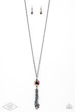 Load image into Gallery viewer, Fringe Flavor - Multi-Color Oil Spill Long Necklace - Black Diamond Piece
