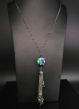 Load image into Gallery viewer, Fringe Flavor - Multi-Color Oil Spill Long Necklace - Black Diamond Piece
